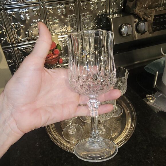 Cristal d'arques Fine Lead Crystal SIX (6) Longchamp 25cl Wine Glasses VTG Excel - Picture 13 of 14